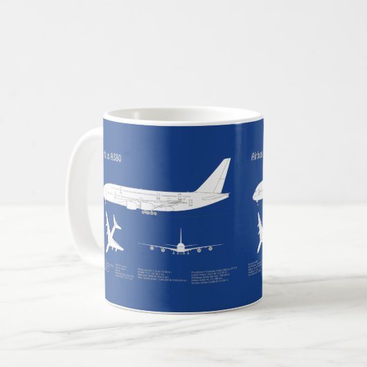 Airbus a380 - Flugzeugkonzept Zeichnend Pläne ABD Kaffeetasse (Vorderseite Links)