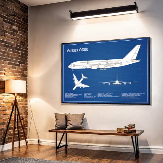 Airbus a380 - Flugzeugkonzept Zeichnend Pläne ABD Poster