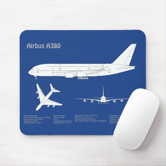 Airbus a380 - Flugzeugkonzept Zeichnend Pläne AD Mousepad (Mit Mouse)