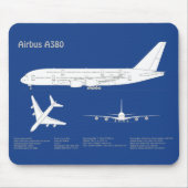 Airbus a380 - Flugzeugkonzept Zeichnend Pläne AD Mousepad (Vorne)