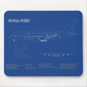 Airbus a380 - Flugzeugkonzept Zeichnend Pläne AD Mousepad (Vorne)