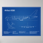 Airbus a380 - Flugzeugkonzept Zeichnend Pläne AD Poster (Vorne)