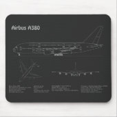 Airbus a380 - Flugzeugkonzept Zeichnend Pläne PD Mousepad (Vorne)