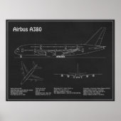 Airbus a380 - Flugzeugkonzept Zeichnend Pläne PD Poster (Vorne)