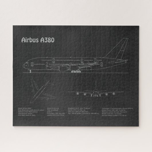 Airbus a380 - Flugzeugkonzept Zeichnend Pläne PD Puzzle (Horizontal)