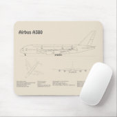 Airbus a380 - Flugzeugkonzept Zeichnend Pläne SD Mousepad (Mit Mouse)
