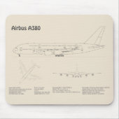 Airbus a380 - Flugzeugkonzept Zeichnend Pläne SD Mousepad (Vorne)