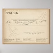 Airbus a380 - Flugzeugkonzept Zeichnend Pläne SD Poster (Vorne)