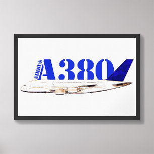 Airbus A380 zeichnend Aquarellfarbe Fotodruck