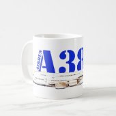 Airbus A380 zeichnend Aquarellfarbe Kaffeetasse (Vorderseite Links)