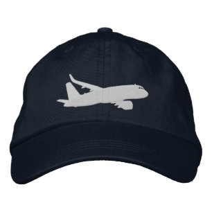 Aircraft Airliner Jet Silhouette Flying Embroidery Bestickte Kappe