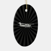 Aircraft Cessna Silhouette Flying Sunburst Decor Keramik Ornament (Rechts)