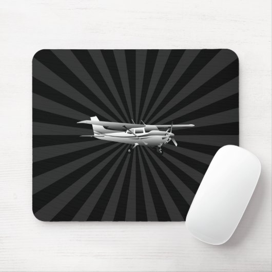 Aircraft Cessna Silhouette Flying Sunburst Decor Mousepad (Mit Mouse)