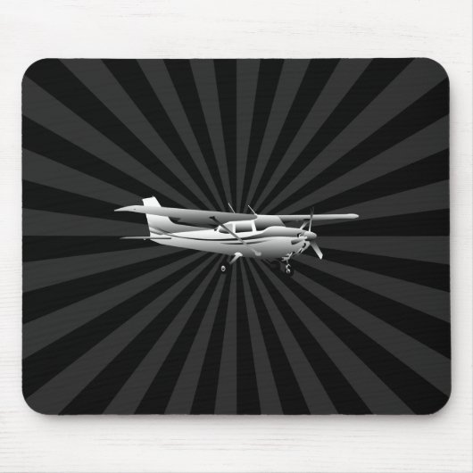 Aircraft Cessna Silhouette Flying Sunburst Decor Mousepad (Vorne)