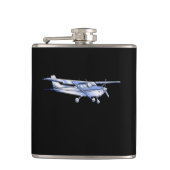 Aircraft Classic Cessna Silhouette Flying on Black Flachmann (Vorderseite)