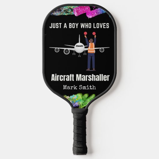 Aircraft Marshaller Nur ein Junge Funny Sprichwort Pickleball Schläger (Vorderseite)
