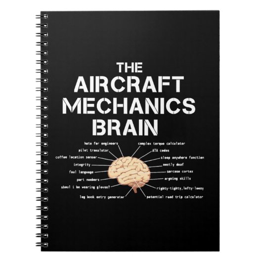 Aircraft Mechanik Brain Funny Airplane Hubschraube Notizblock (Vorderseite)