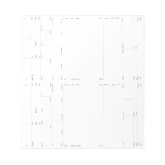 Aircrew Flight Deck Note Card (Vertikale) 4 Notizblock (Vorderseite)