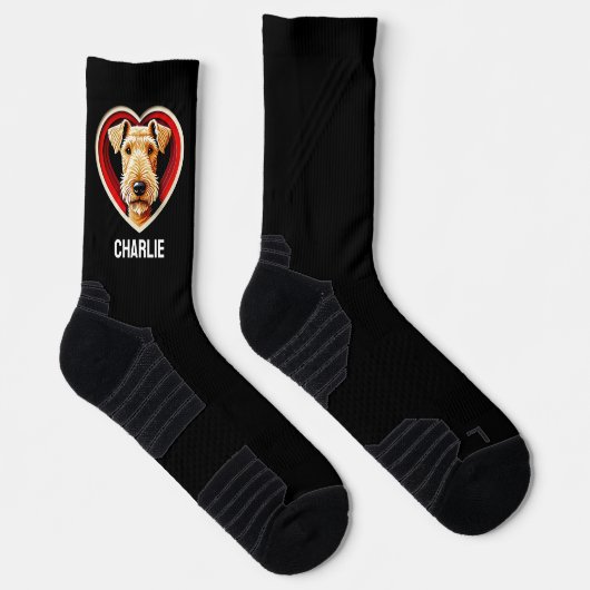Airdale Terrier Dog Lover Benutzerdefinierter Text Socken (Rechts)