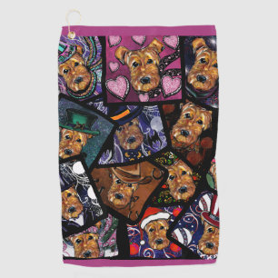 AIRDALE TERRIER GOLFHANDTUCH