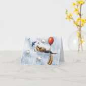 Aire-Balloon Airedale Terrier Karte (Gelbe Blume)