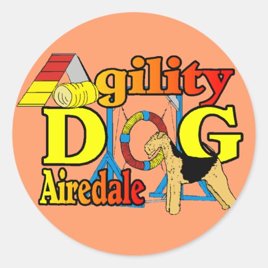Airedale_Agility Geschenke Runder Aufkleber (Vorderseite)