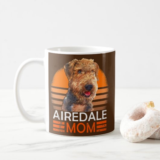 Airedale Airedale Terrier Mutter Mutter Mutter  Kaffeetasse (Mit Donut)