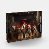 Airedale am Feuerplatz Weihnachten Fotoblock (Links)