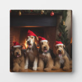 Airedale am Feuerplatz Weihnachten Fotoplatte (Vorderseite)