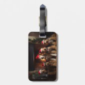 Airedale am Feuerplatz Weihnachten Gepäckanhänger (Rückseite vertikal)