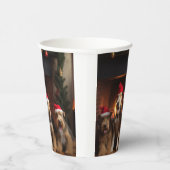 Airedale am Feuerplatz Weihnachten Pappbecher (Rechts)