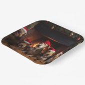 Airedale am Feuerplatz Weihnachten Pappteller (Gewinkelt)