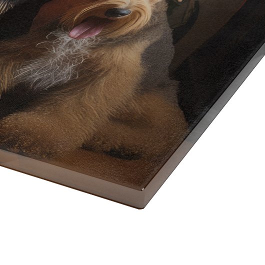 Airedale am Feuerplatz Weihnachten Schneidebrett (Ecke)