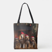 Airedale am Feuerplatz Weihnachten Tasche (Rückseite)