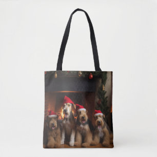 Airedale am Kamin Weihnachten Tasche