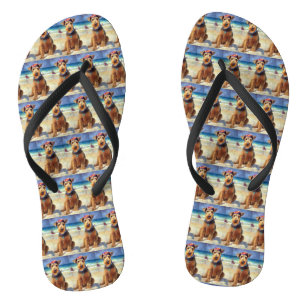 Airedale am Strand, Sommergeschenk für Hundebesitz Badesandalen