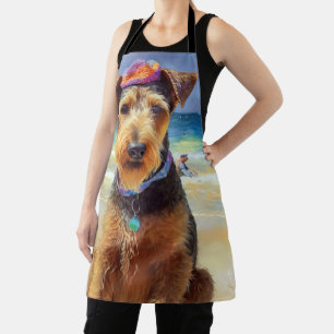 Airedale am Strand, Sommergeschenk für Hundebesitz Schürze