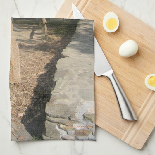 Airedale auf dem stabilen Hof Küchentuch (Viertel Falte)