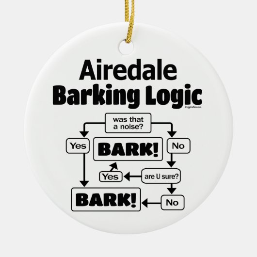 Airedale Barking Logic Keramik Ornament (Vorne)