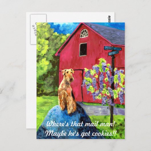 Airedale Barn Postkarte (Vorne/Hinten)