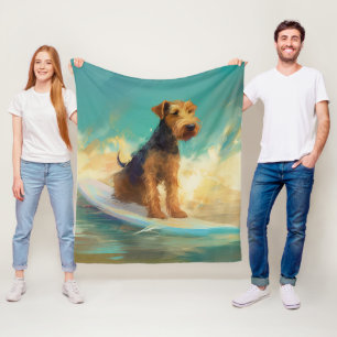 Airedale Beach Surfen Malerei Fleecedecke