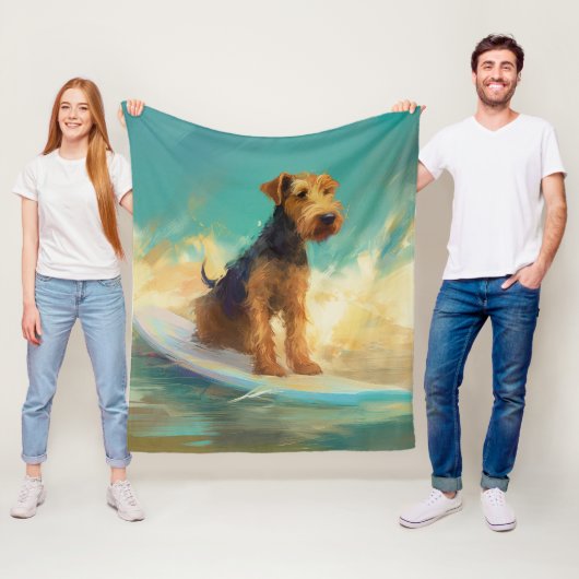 Airedale Beach Surfen Malerei Fleecedecke (Beispiel)