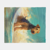 Airedale Beach Surfen Malerei Fleecedecke (Vorderseite (Horizontal))