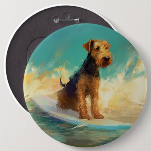 Airedale Beach Surfgrafik Button (Vorne & Hinten)