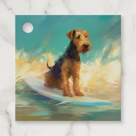 Airedale Beach Surfgrafik Geschenkanhänger (Vorderseite)