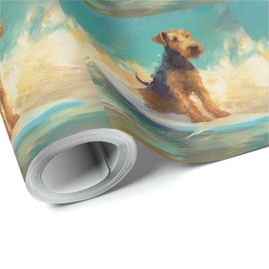 Airedale Beach Surfgrafik Geschenkpapier (Rolleneckpunkt)