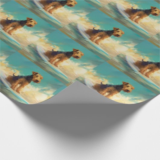 Airedale Beach Surfgrafik Geschenkpapier (Ecke)