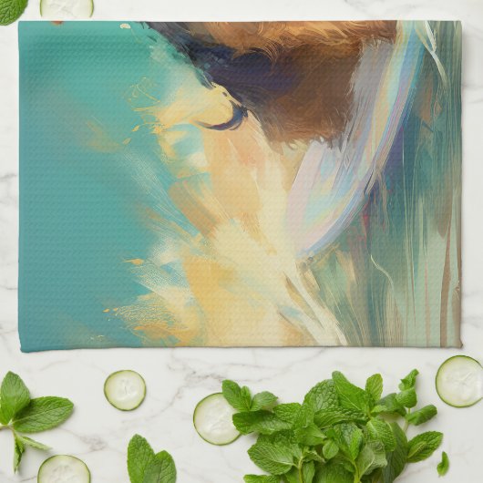 Airedale Beach Surfgrafik Geschirrtuch (Gefaltet)