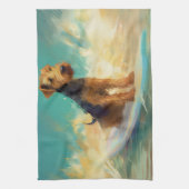 Airedale Beach Surfgrafik Geschirrtuch (Vertikal)