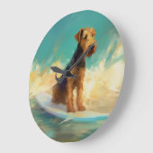 Airedale Beach Surfgrafik Große Wanduhr (Winkel)